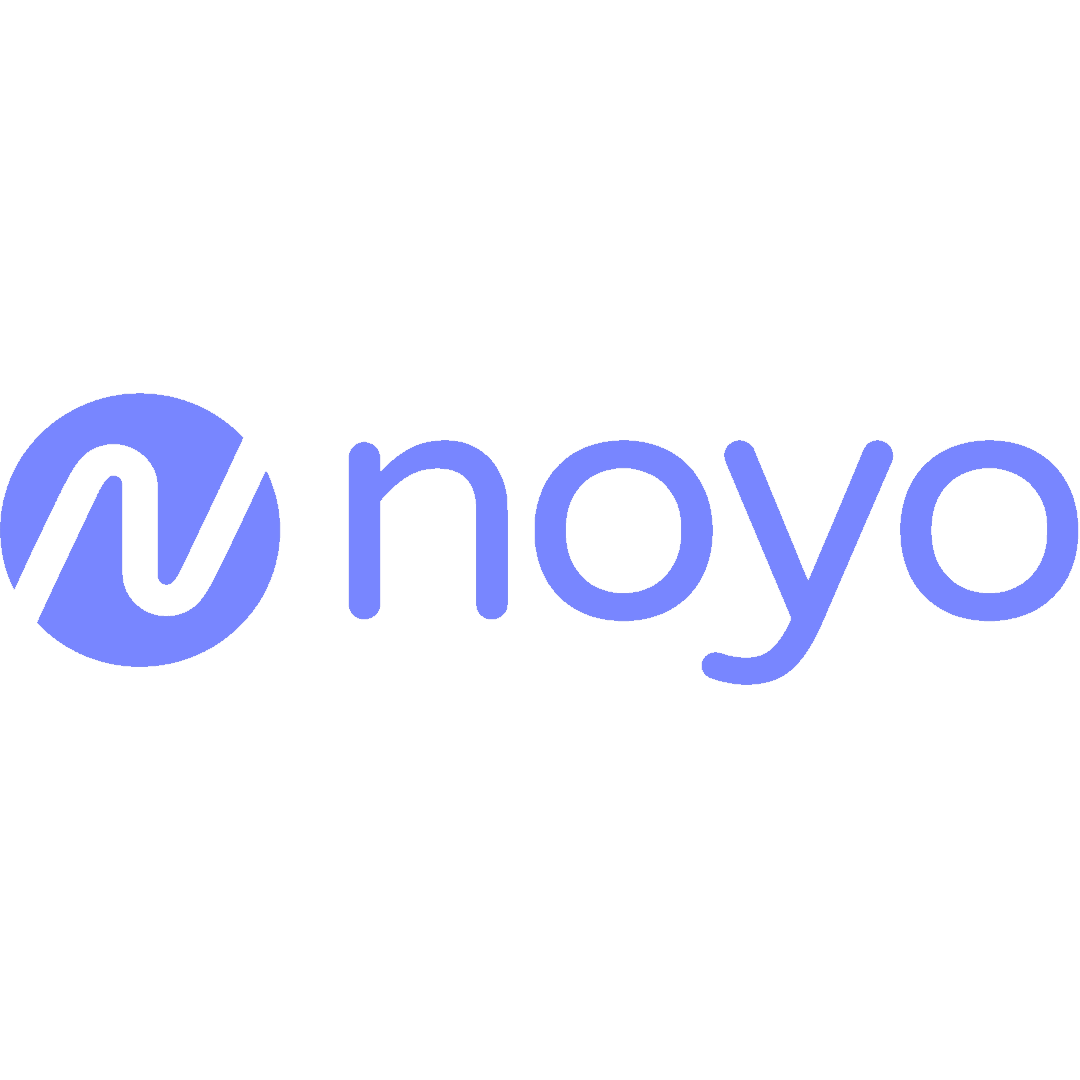 Noyo logo displayed on a black background for corporate event branding.