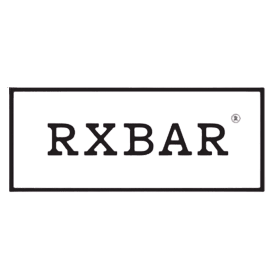 RXBAR logo displayed at a corporate event for branding and marketing.